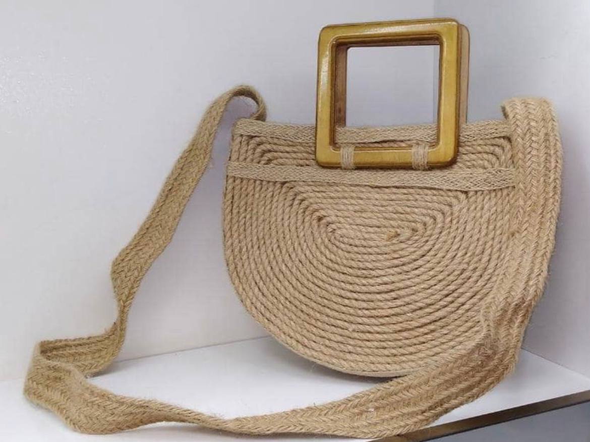 کیف زنانه کنفی دسته مربعی | کیف سایز متوسط کیف زنانه کنفی دسته مربعی | کیف سایز متوسط