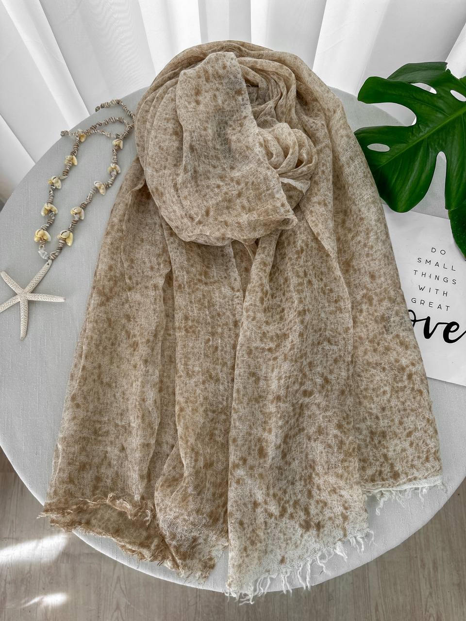 شال نخی کنفی کرم شال نخی کنفی کرم