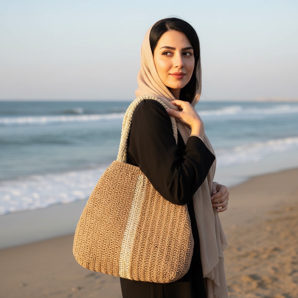 کیف زنانه رافیا دست بافت تیاناز