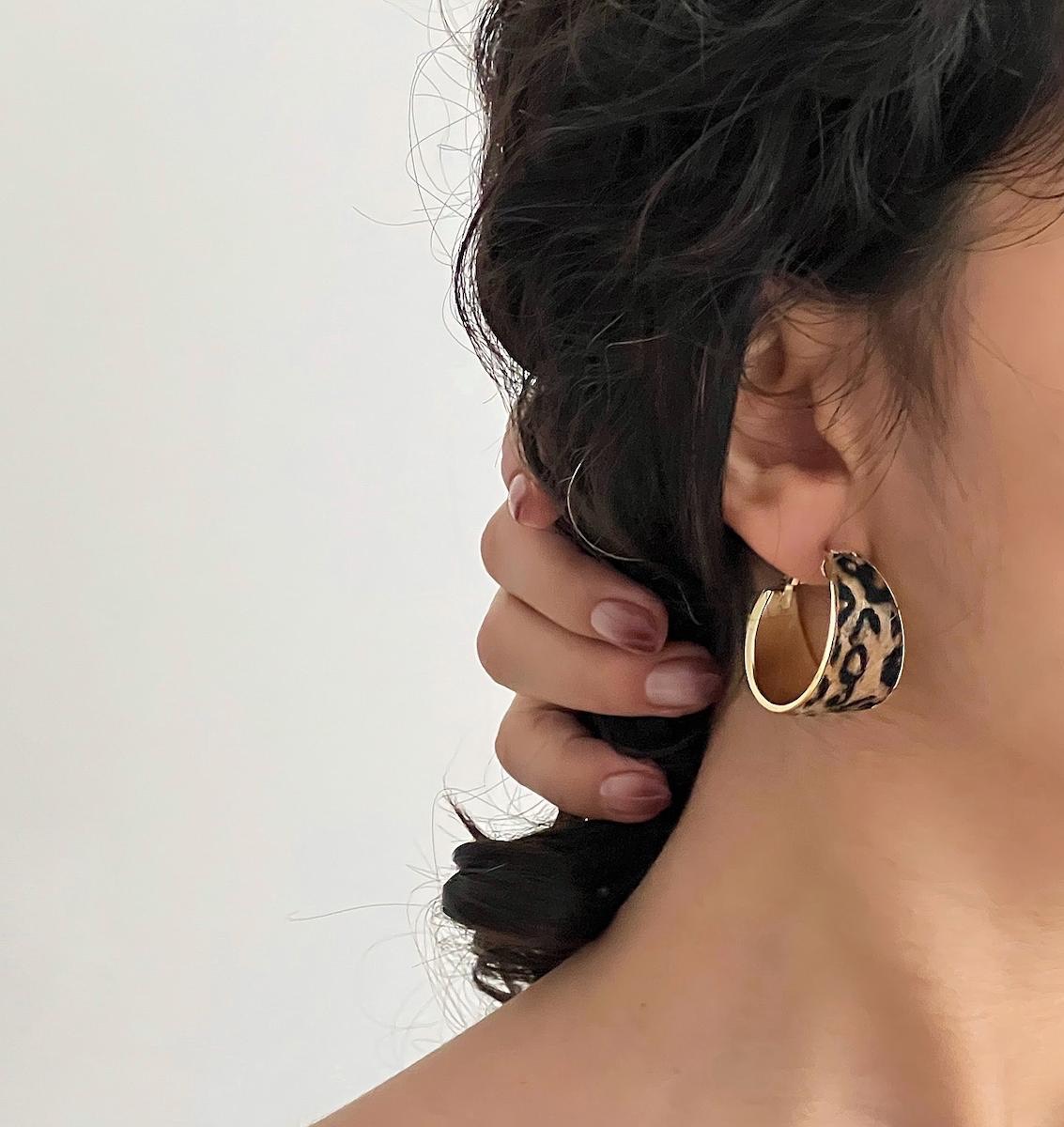 گوشواره وارداتی پلنگی حلقه ای