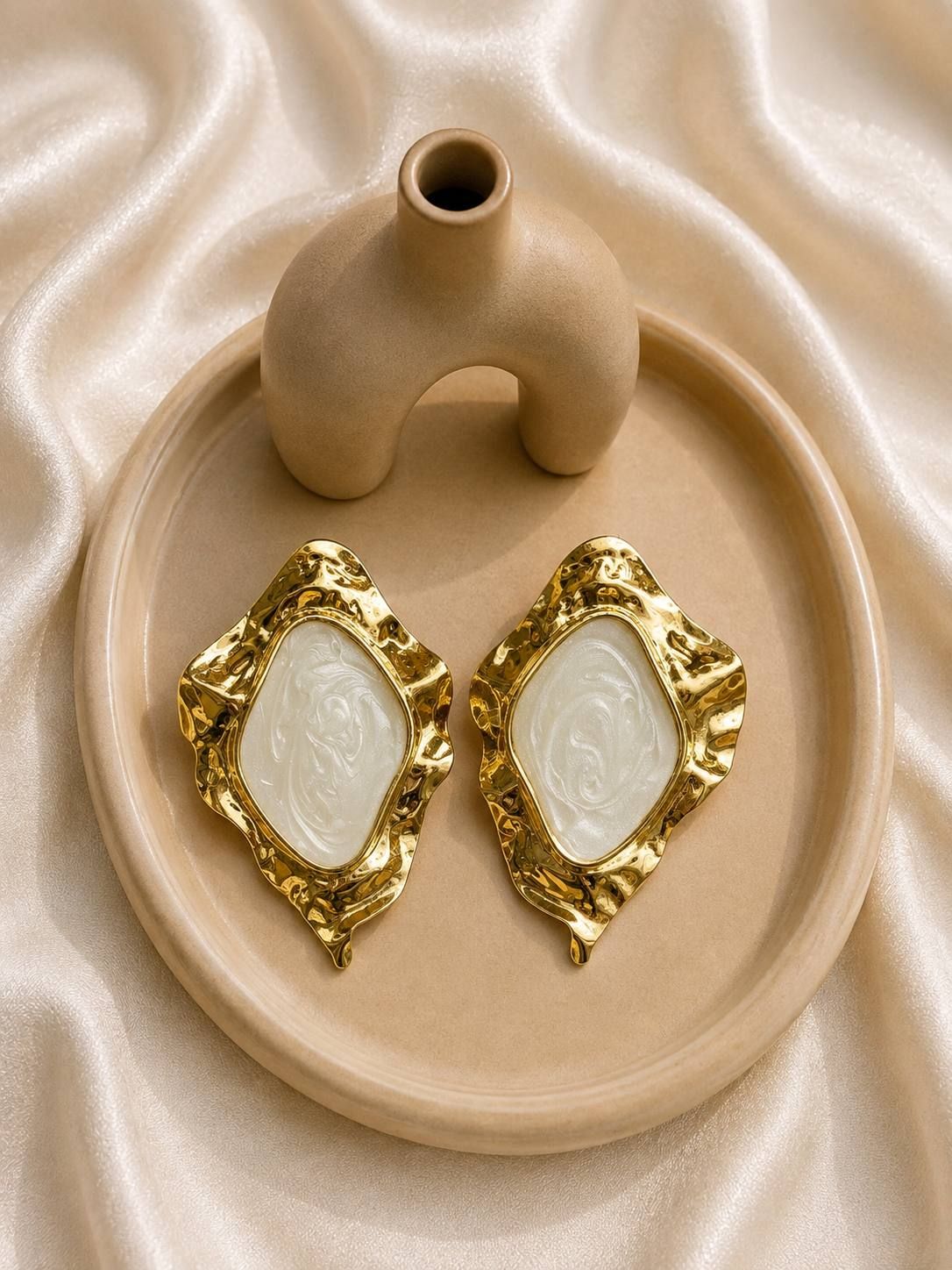 گوشواره وارداتی دفرمه چروک سرامیکی