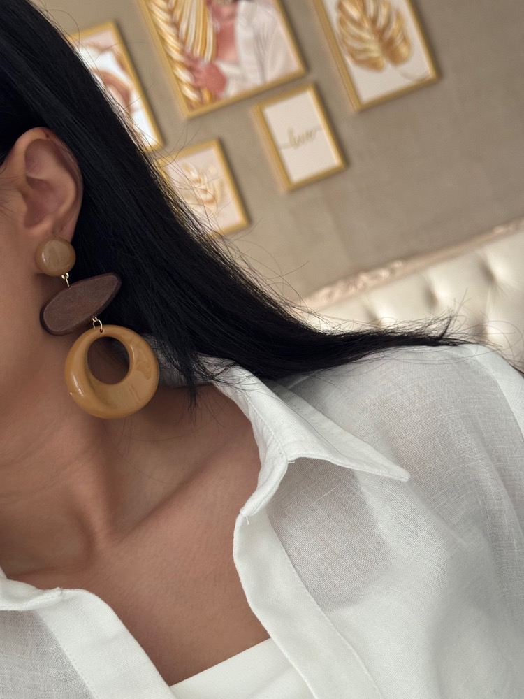 گوشواره سه آویز چوبی مایلا